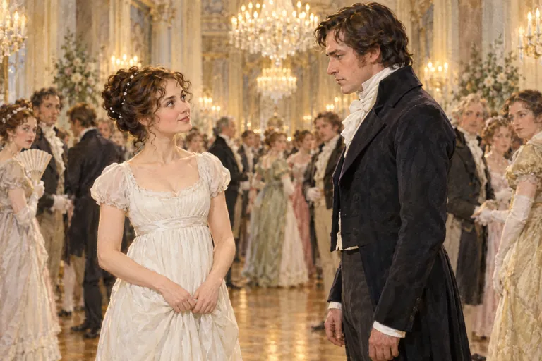 Elizabeth Bennet and Mr. Darcy dancing at Netherfield ball