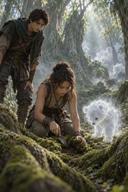 Forest spirit portrait in mystical woods